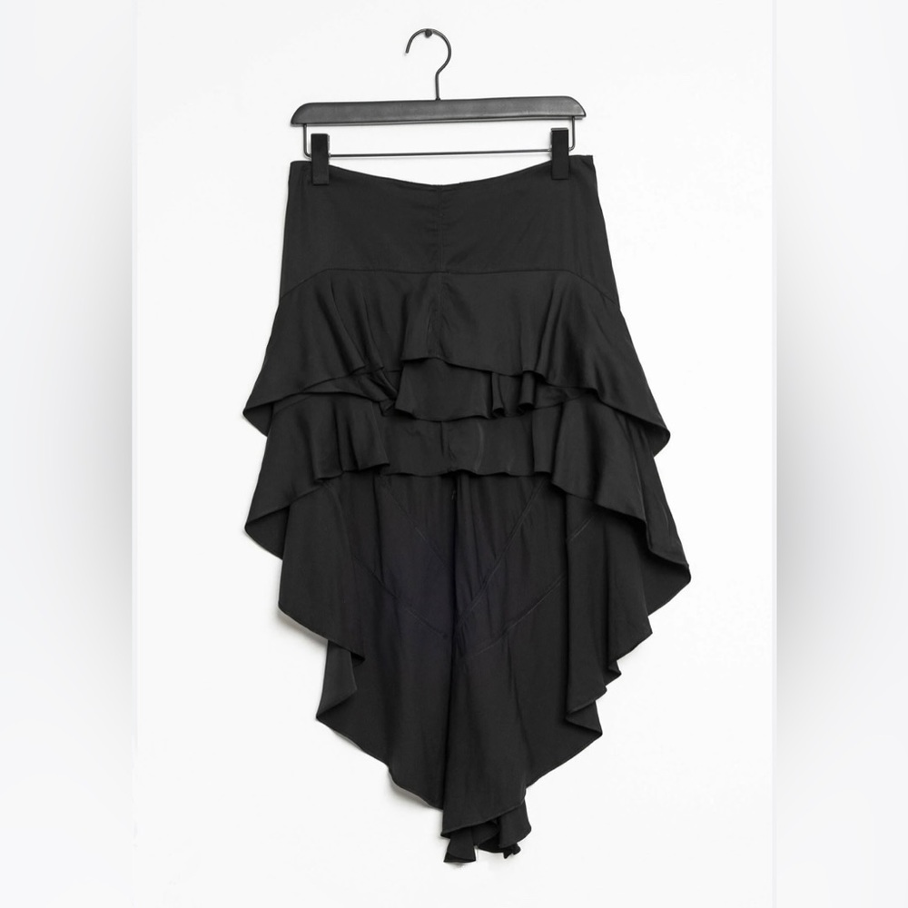 NWT Zara Black High Low Ruffle Detail Skirt, US XS